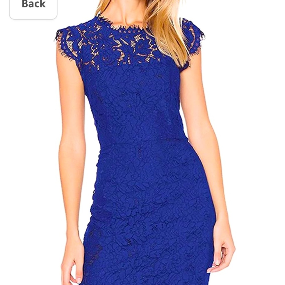 Amazon Knee length blue eyelash lace dress